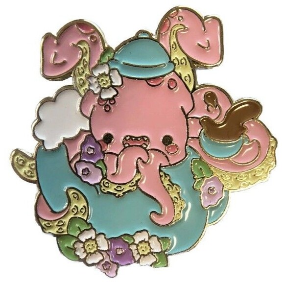 Hot Topic x Bright Bat Designs Cottage Cryptids Kraken Collectible Enamel Pin - Picture 1 of 4